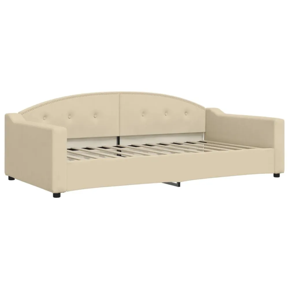 Sofá-cama 100x200 cm tecido cor creme para Decoração Completa