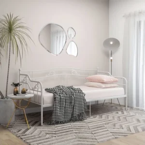 Sofá-cama 90x200 cm metálico branco