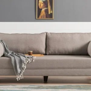 Sofá-cama de 3 lugares Hermoso Tecido Branco Creme com 4 Peças Incluídas