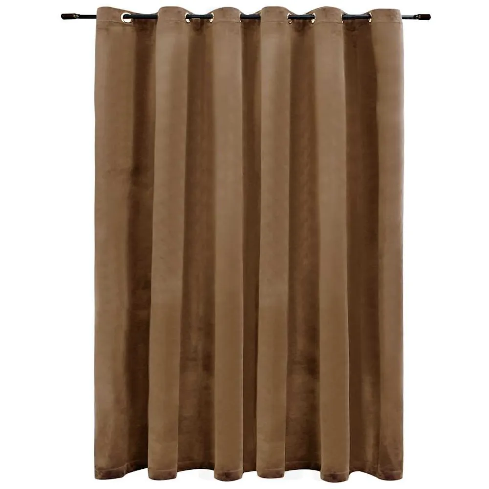 Cortina blackout com argolas em metálico 290x245 cm veludo bege