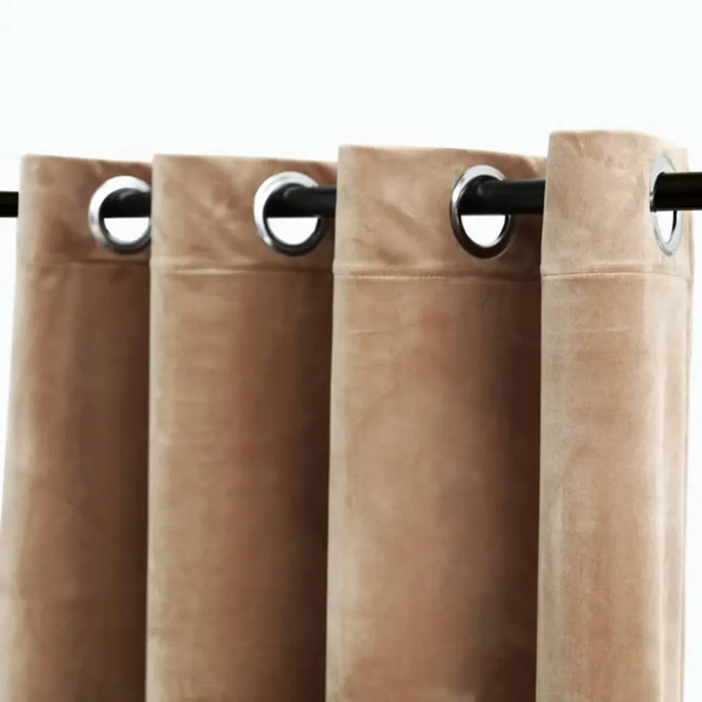 Cortina blackout com argolas em metálico 290x245 cm veludo bege