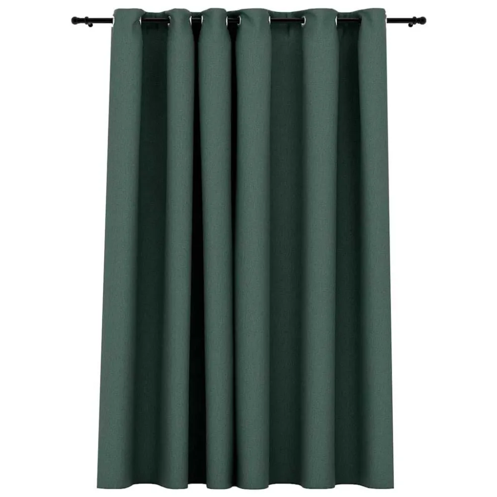 Cortina opaca aspeto de linho com ilhós 290x245 cm verde