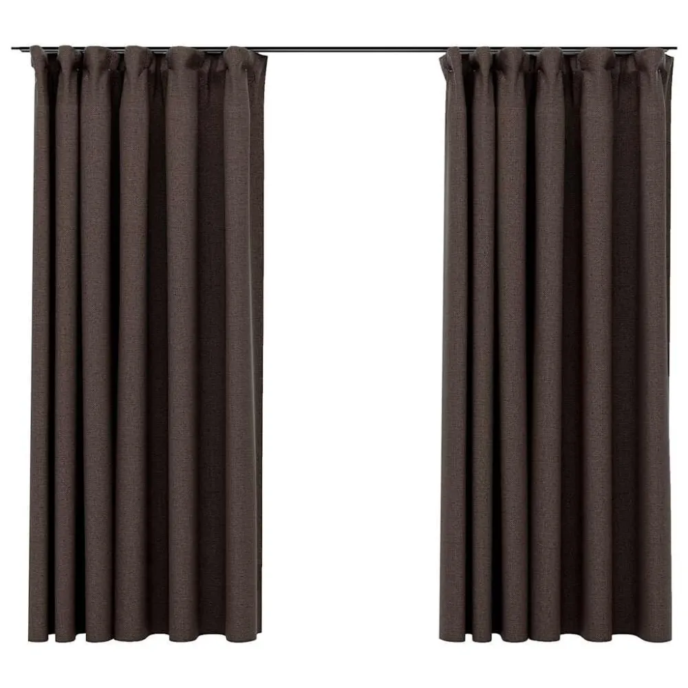 Cortinas opacas asp. linho + ganchos 2pcs 140x175cm cinza-acas.