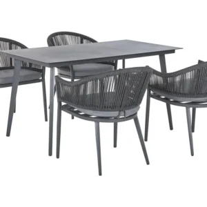Multifrequência Premium 4 Seater Metálico Garden Dining Set Grey MILETO