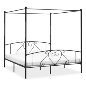 Estrutura de cama dossel 180x200 cm metálico preto