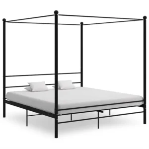 Estrutura de cama dossel 180x200 cm metálico preto