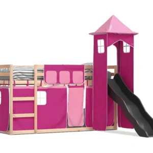 Almofada de Corpo Beliche com escorrega e cortinas 90x190 cm rosa