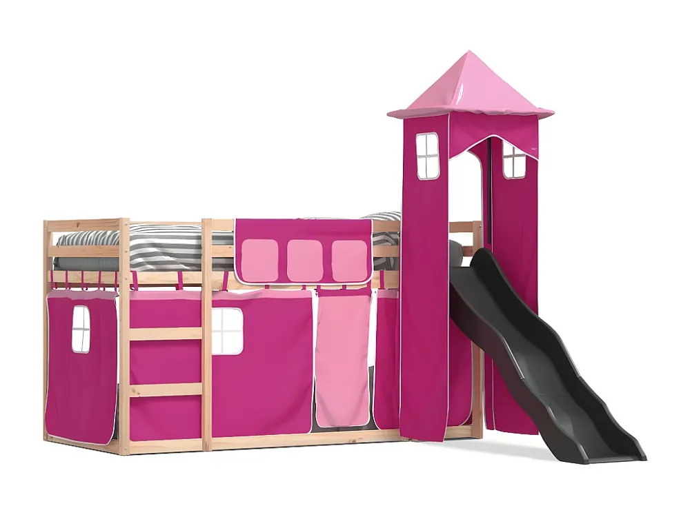 Almofada de Corpo Beliche com escorrega e cortinas 90x190 cm rosa