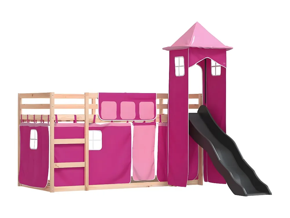 Almofada de Corpo Beliche com escorrega e cortinas 90x190 cm rosa