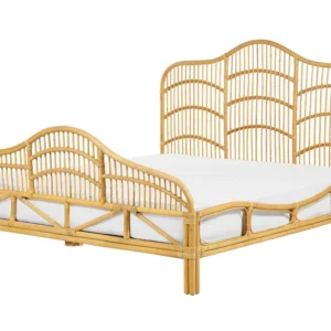 Almofada de Corpo Cama de casal em rattan cor de madeira clara 160 x 200 cm DOMEYROT