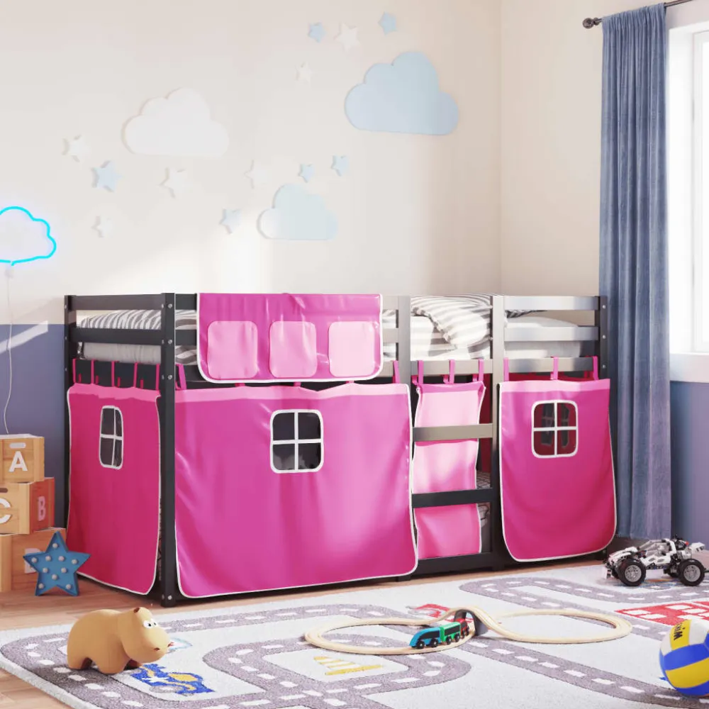 Beliche com cortinas 90x200 cm madeira de pinho maciç rosa para Viagem