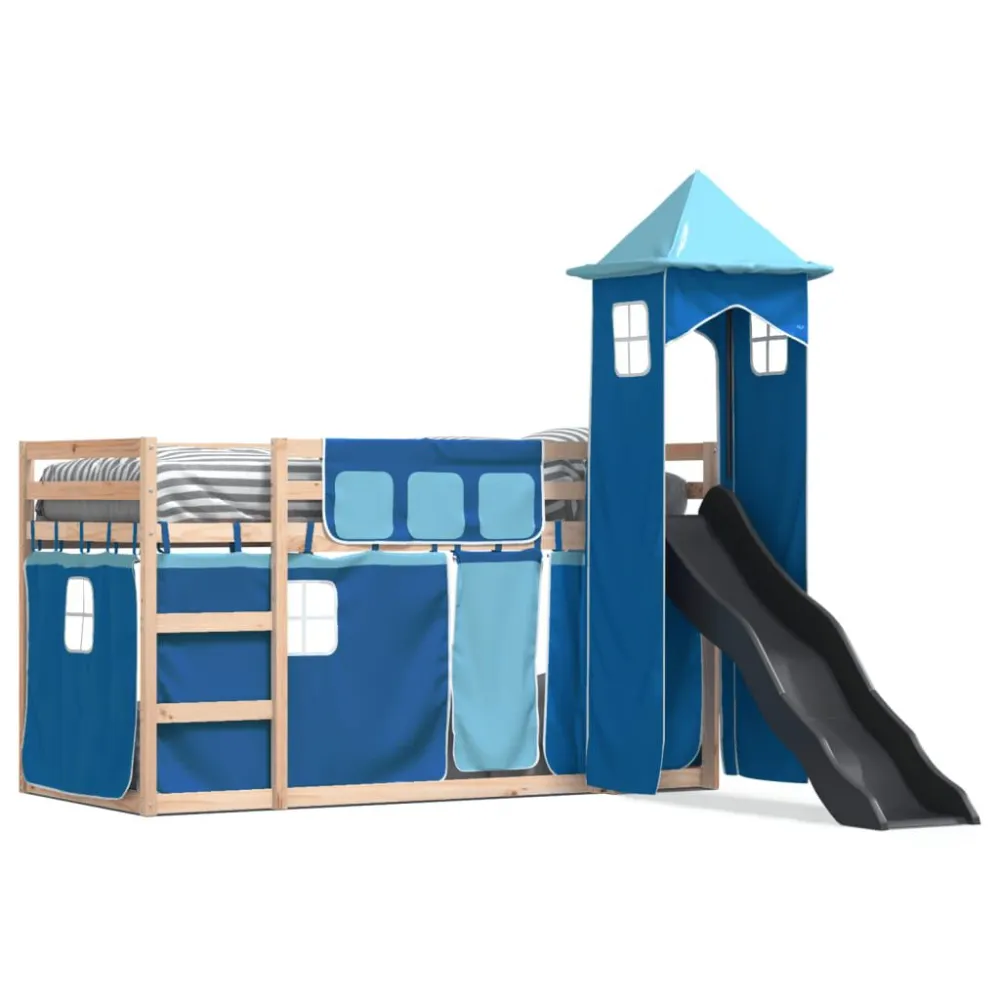 Beliche com escorrega e cortinas 90x190 cm azul para Presente de Casamento