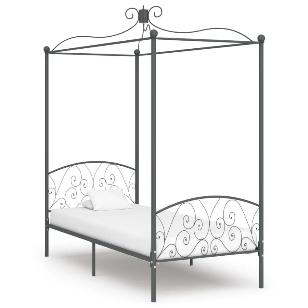 Capa para Travesseiro Estrutura de cama com dossel 90x200 cm metálico cinzento