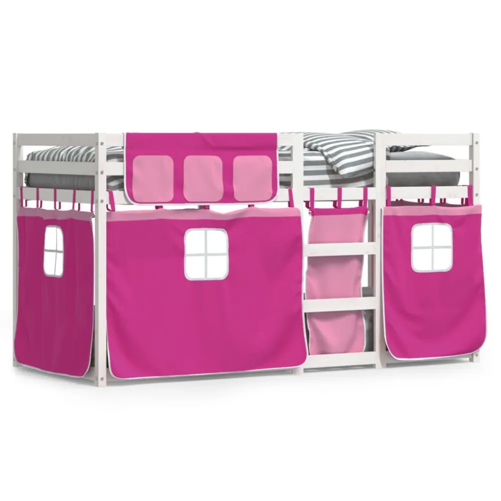 Cinta para Colchão Beliche com cortinas 90x190 cm madeira de pinho maciç rosa