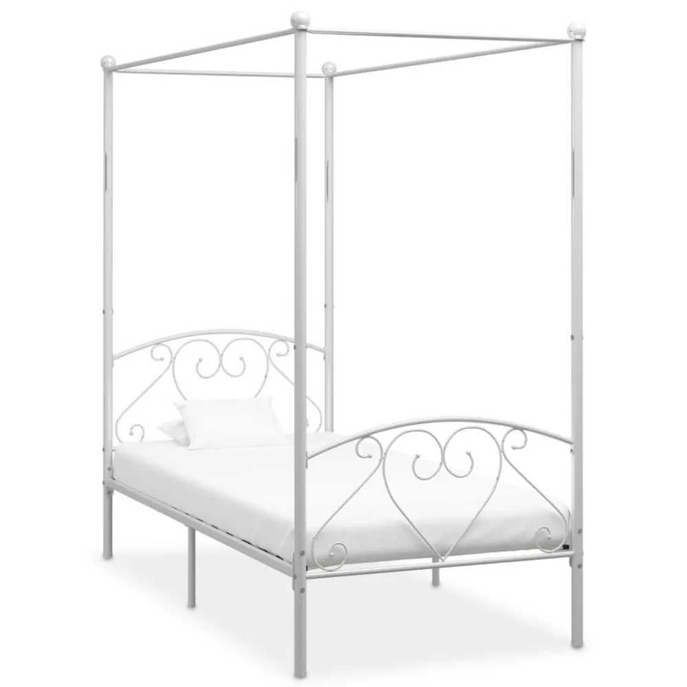 Estrutura de cama com dossel metálico 120x200 cm branco compatible Travesseiro King Size