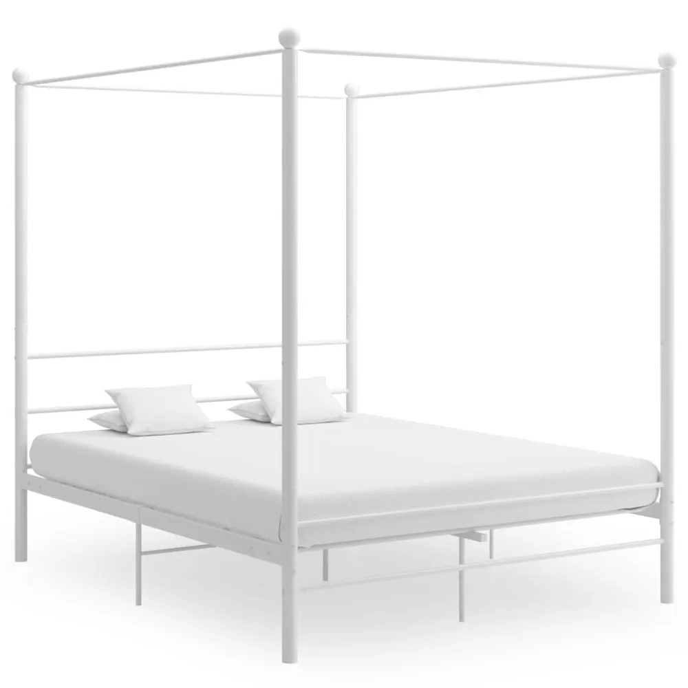 Estrutura de cama dossel 160x200 cm metálico branco