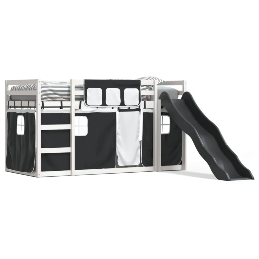 Protetor para Travesseiro Beliche com escorrega e cortinas 90x190 cm branco e preto