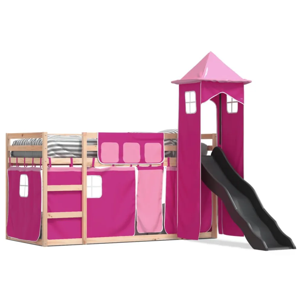 Protetor para Travesseiro Beliche com escorrega e cortinas 90x190 cm rosa