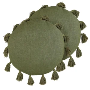 Set 2 Algodão puro Cushions Tassels ⌀ 45 cm Green MADIA