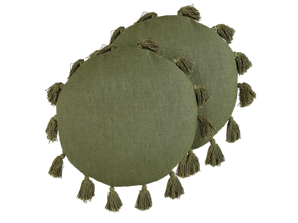 Set 2 Algodão puro Cushions Tassels ⌀ 45 cm Green MADIA