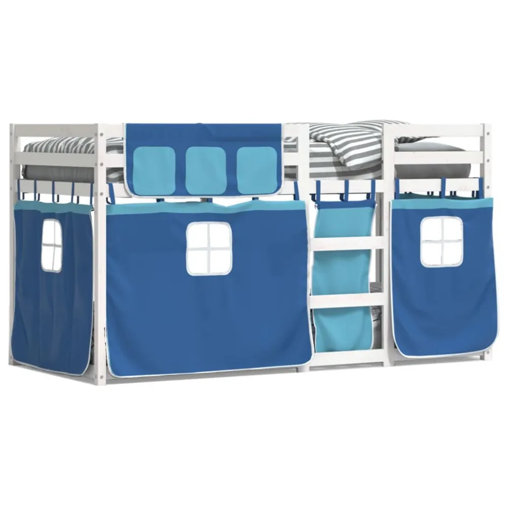 Suporte para Cabeç Beliche com cortinas 80x200 cm madeira de pinho maciç azul