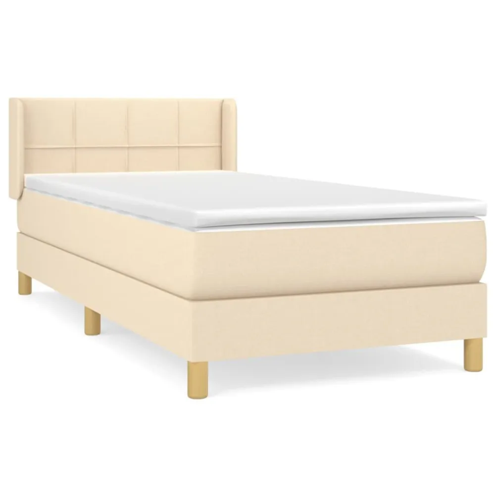Cama com molasemcolchão 100x200 cm tecido cor creme em Branco Nuvem