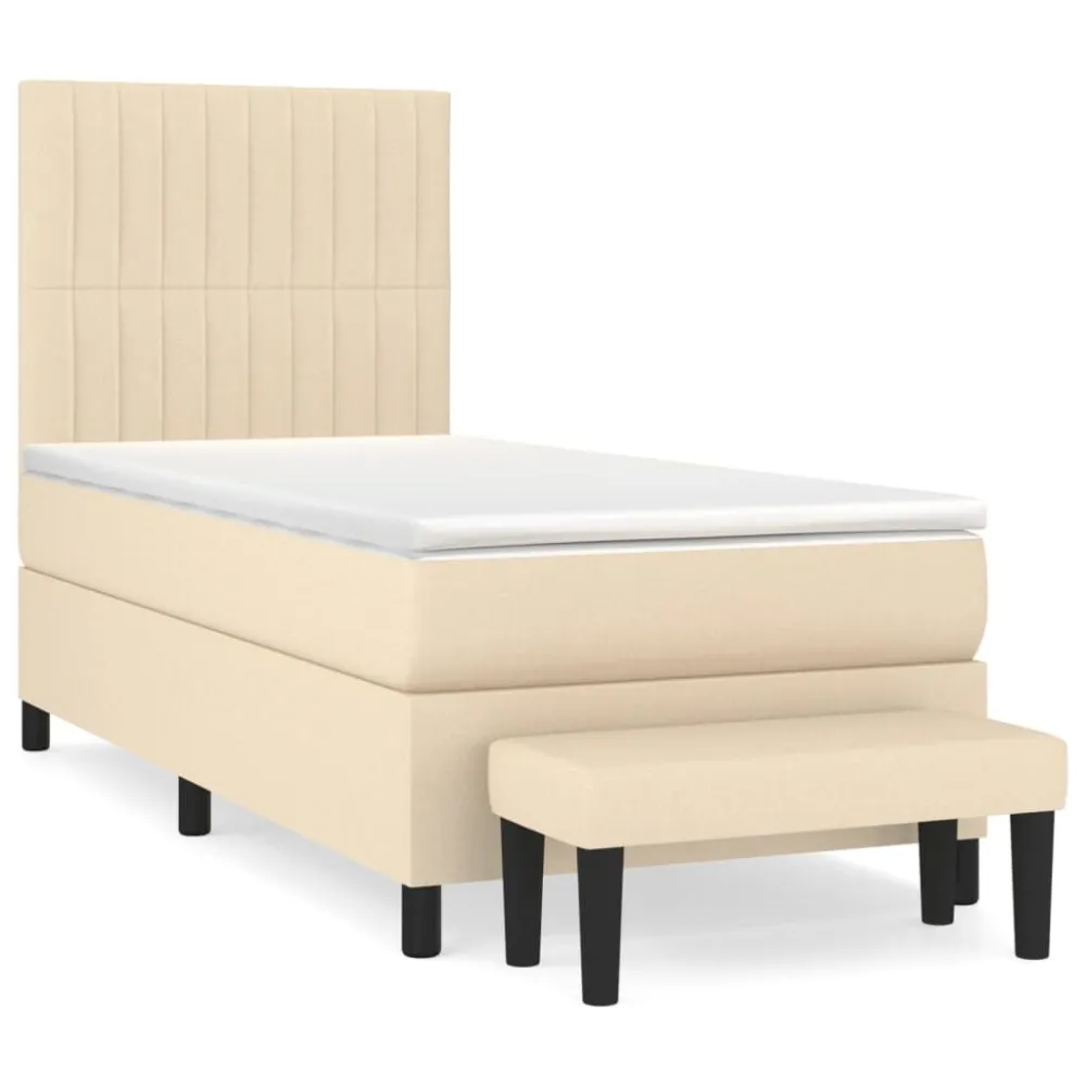 Cama com molasemcolchão 100x200 cm tecido cor creme com Fecho Total