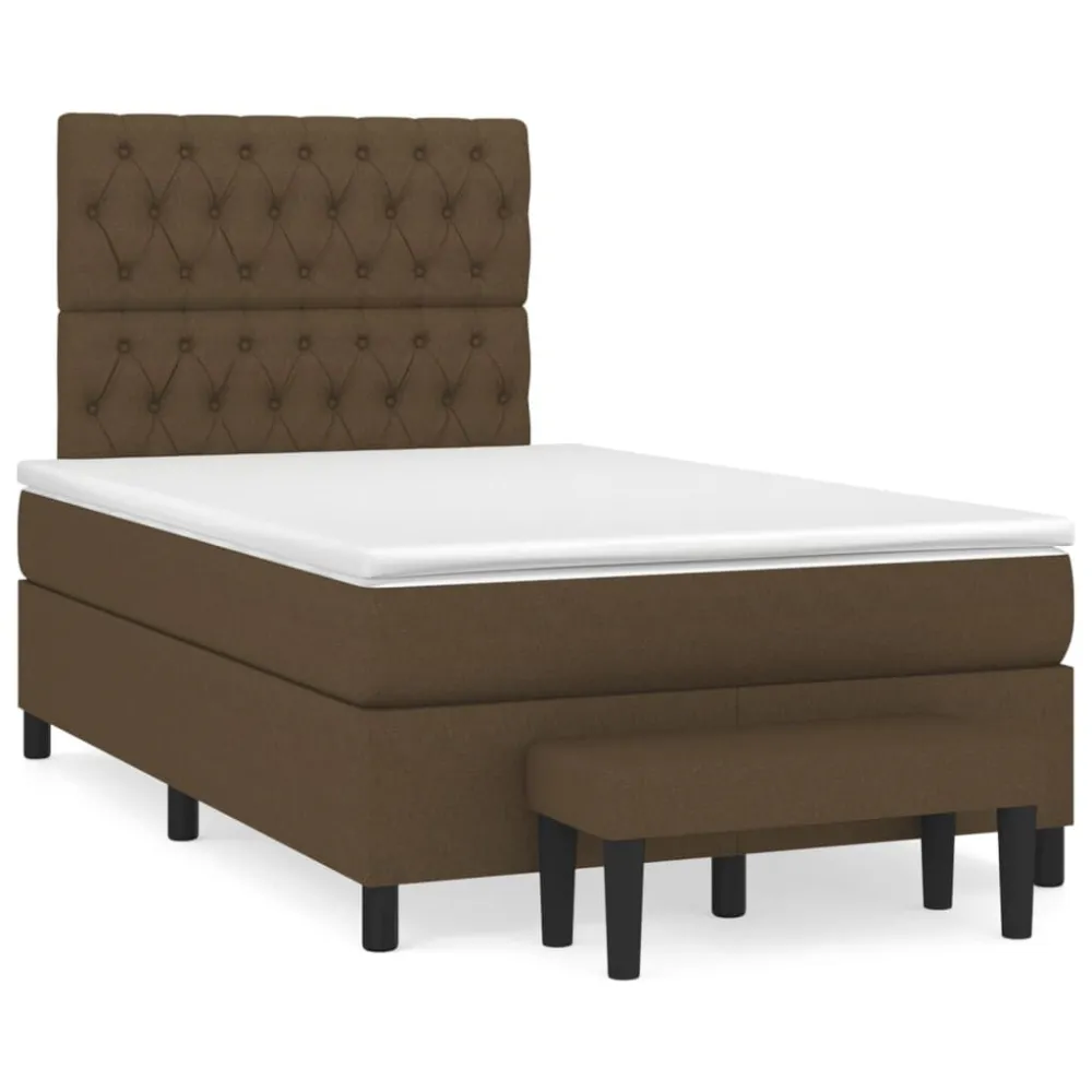 Cama com molasemcolchão 120x200 cm tecido castanho-escuro from Portugal