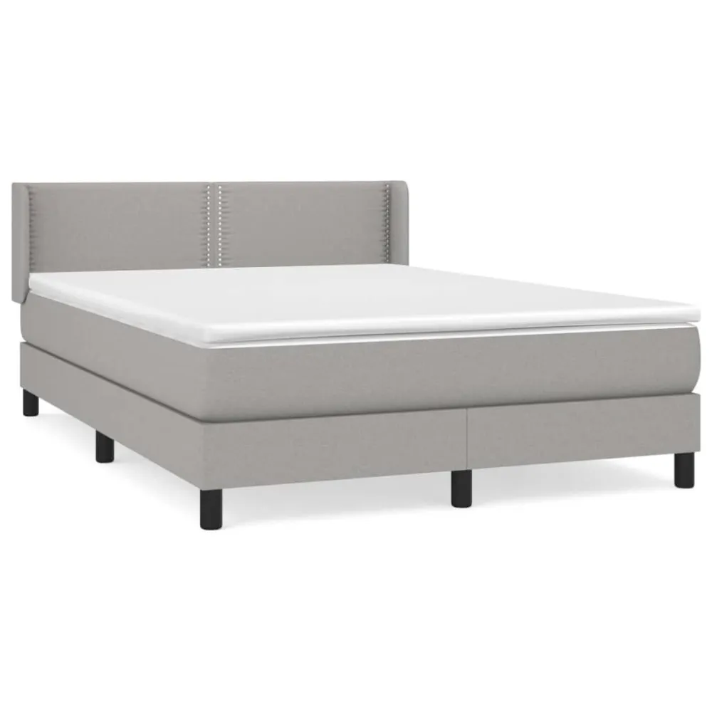 Cama com molasemcolchão 140x190 cm tecido cinzento-claro compatible Capa de Edredão