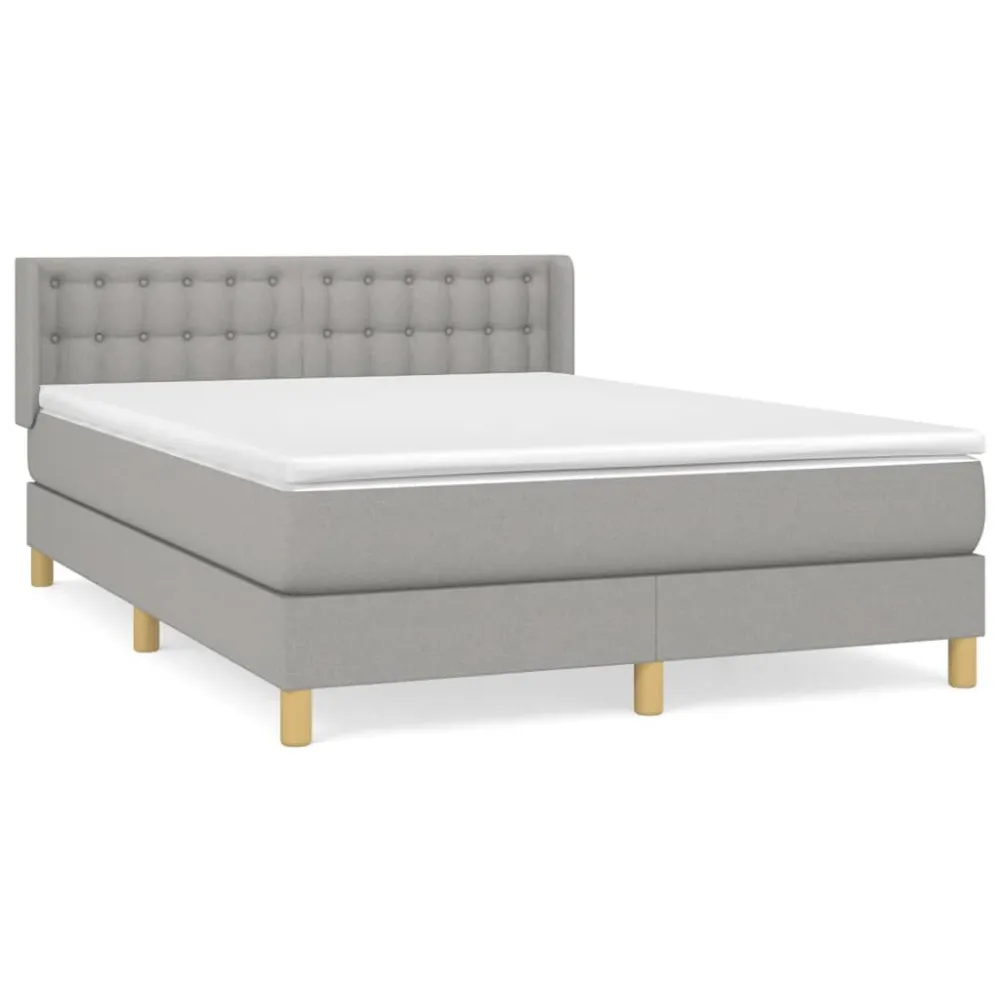 Cama com molasemcolchão 140x190 cm tecido cinzento-claro compatible Capa de Edredão