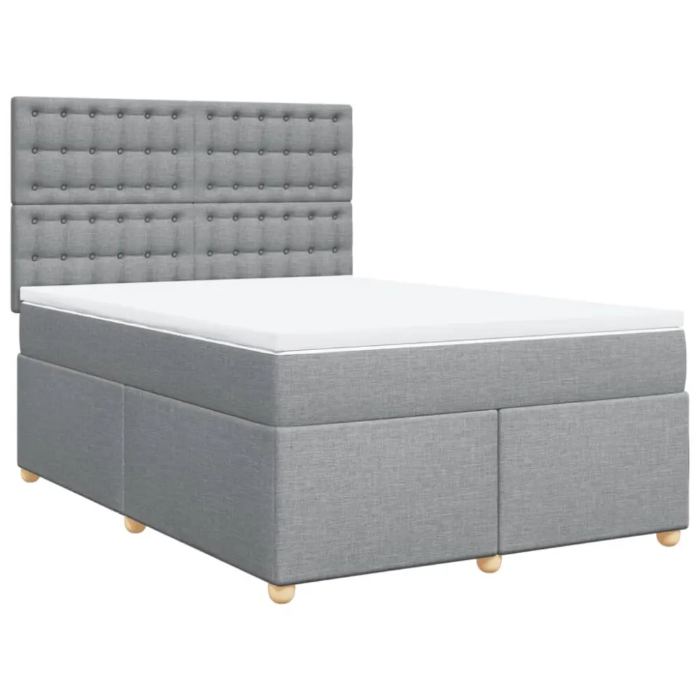 Cama com molasemcolchão 140x200 cm tecido cinzento-claro para Conforto Máximo