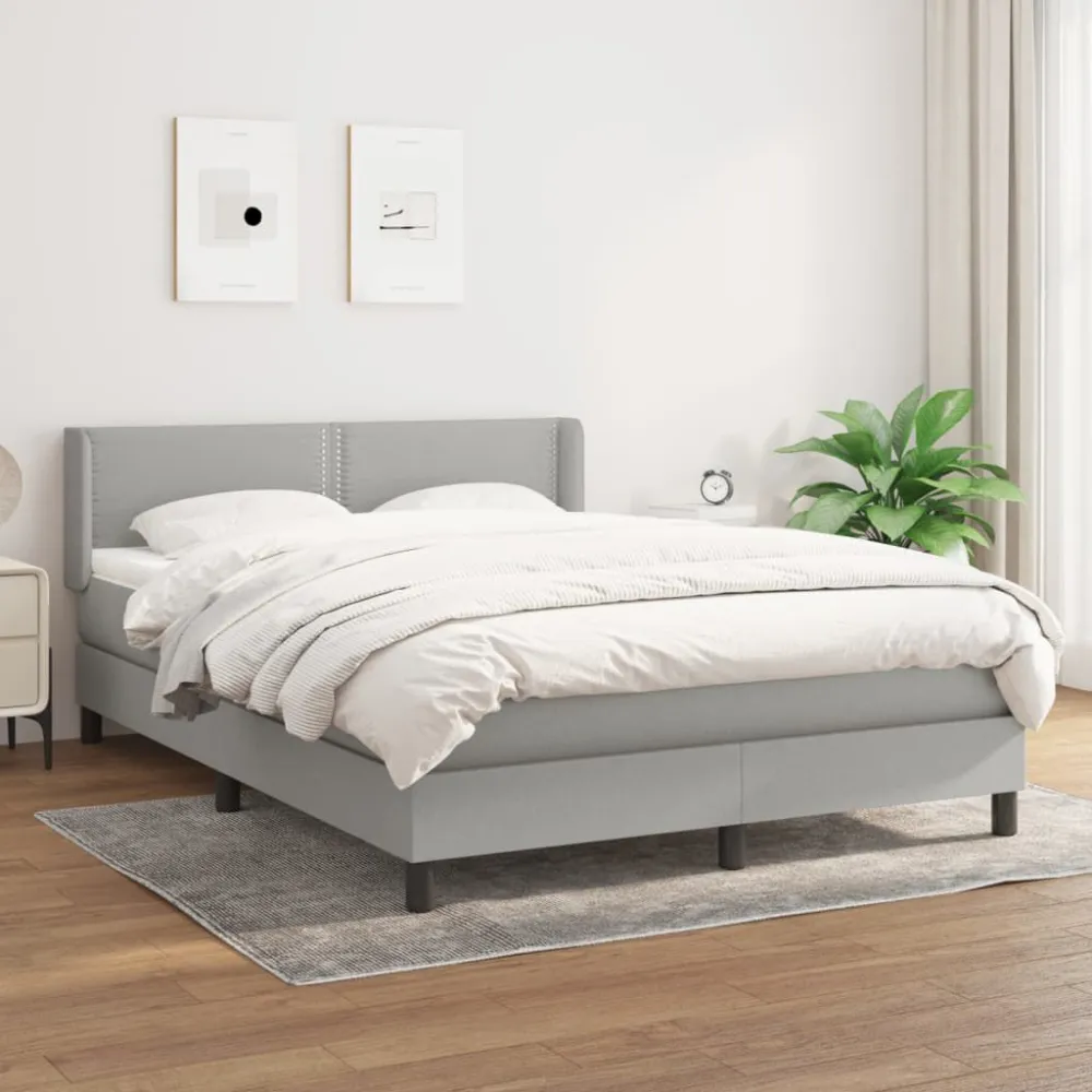 Cama com molasemcolchão 140x200 cm tecido cinzento-claro from Portugal