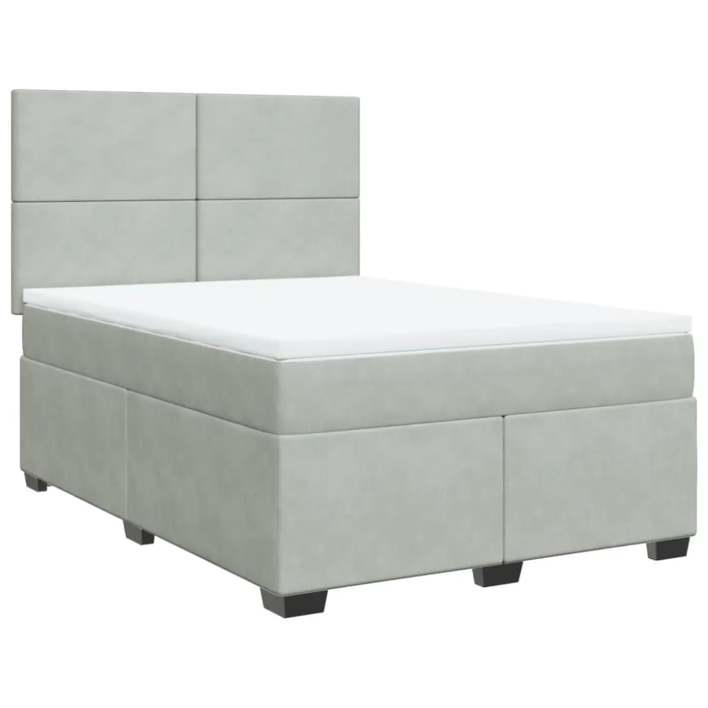 Cama com molasemcolchão 140x200 cm veludo cinzento-claro from Portugal