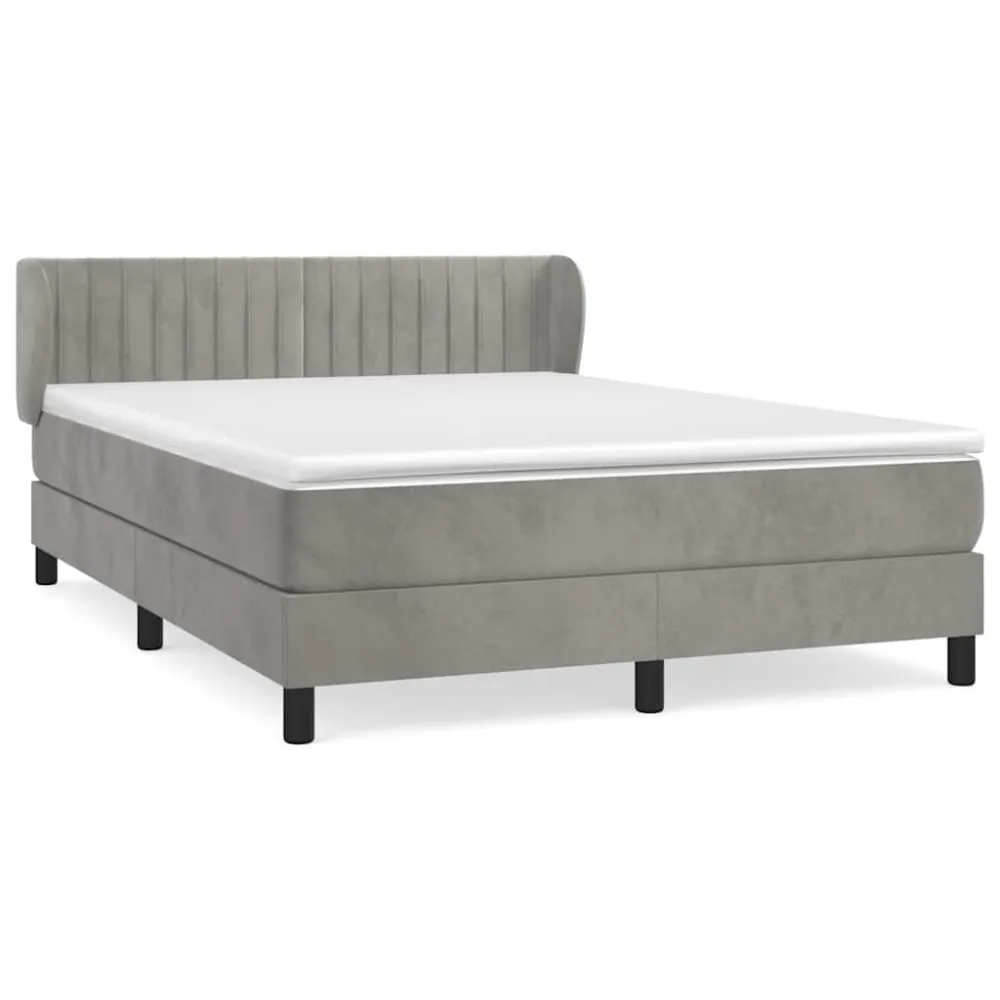 Cama com molasemcolchão 140x200 cm veludo cinzento-claro from Portugal