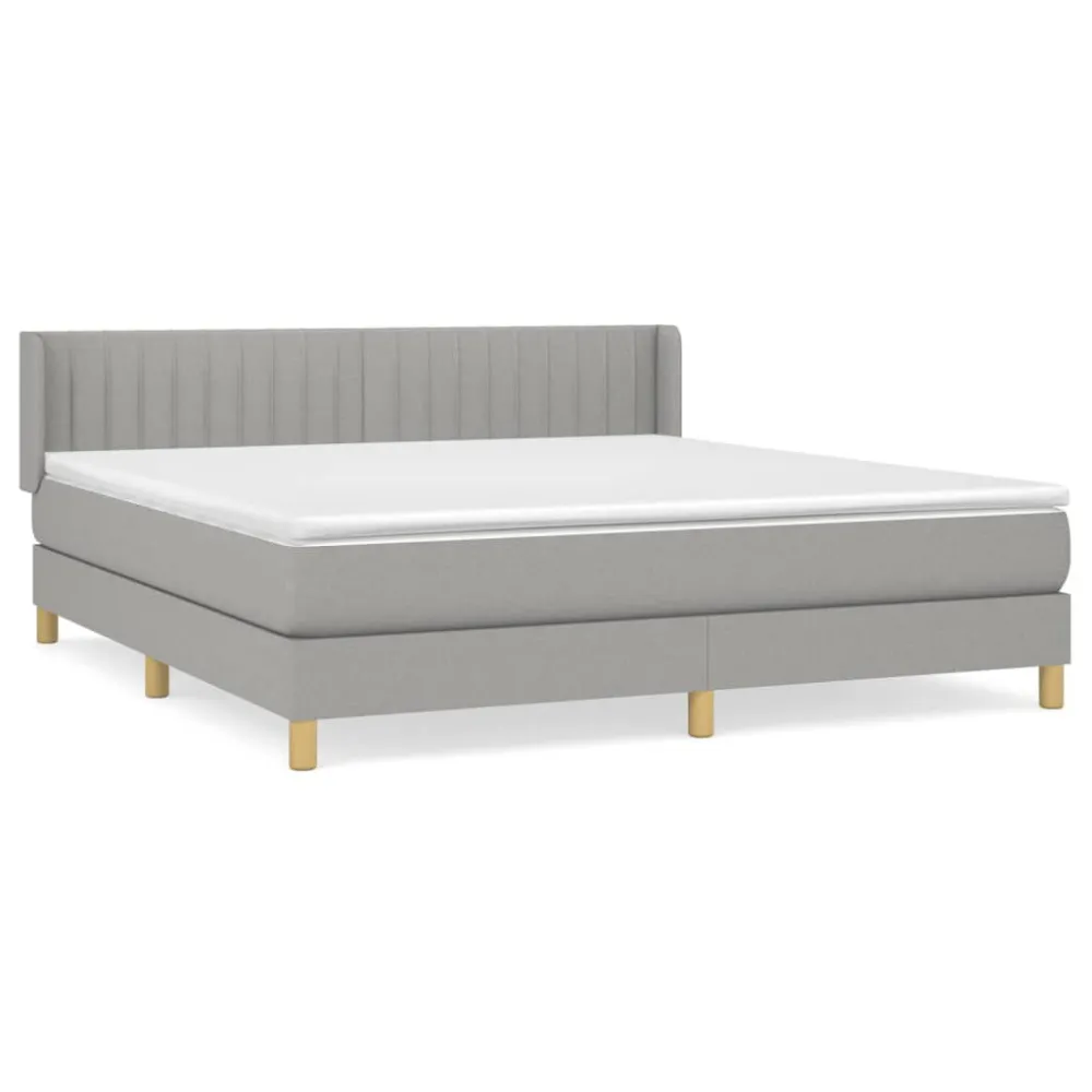 Cama com molasemcolchão 160x200 cm tecido cinzento-claro | Envio Rápido