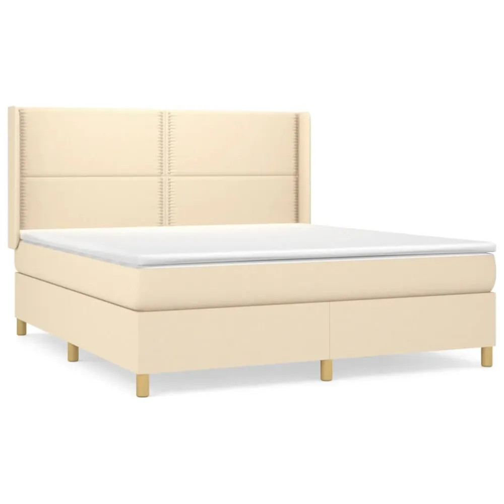 Cama com molasemcolchão 160x200 cm tecido cor creme com Certificado de Autenticidade