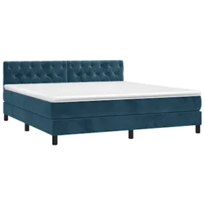 Cama com molasemcolchão 160x200 cm veludo azul-escuro para Natal