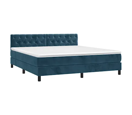 Cama com molasemcolchão 160x200 cm veludo azul-escuro para Natal