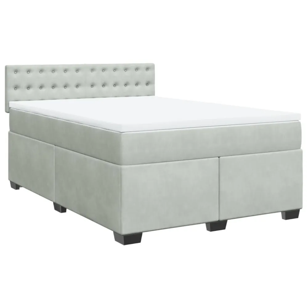 Cama com molasemcolchão 160x200 cm veludo cinzento-claro para Noites Frias