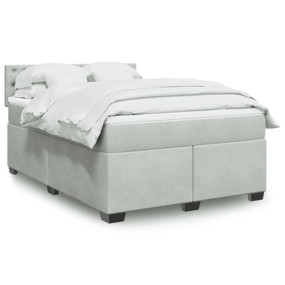 Cama com molasemcolchão 160x200 cm veludo cinzento-claro para Noites Frias