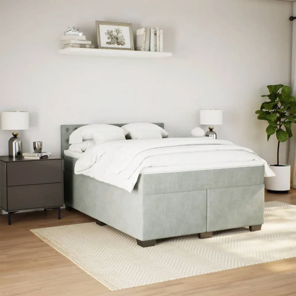 Cama com molasemcolchão 160x200 cm veludo cinzento-claro para Noites Frias