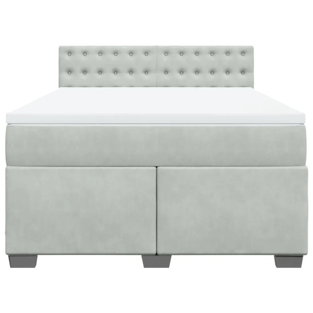 Cama com molasemcolchão 160x200 cm veludo cinzento-claro para Noites Frias