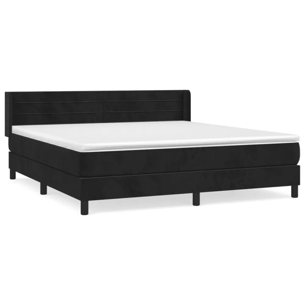 Cama com molasemcolchão 160x200 cm veludo preto com Isolamento Térmico