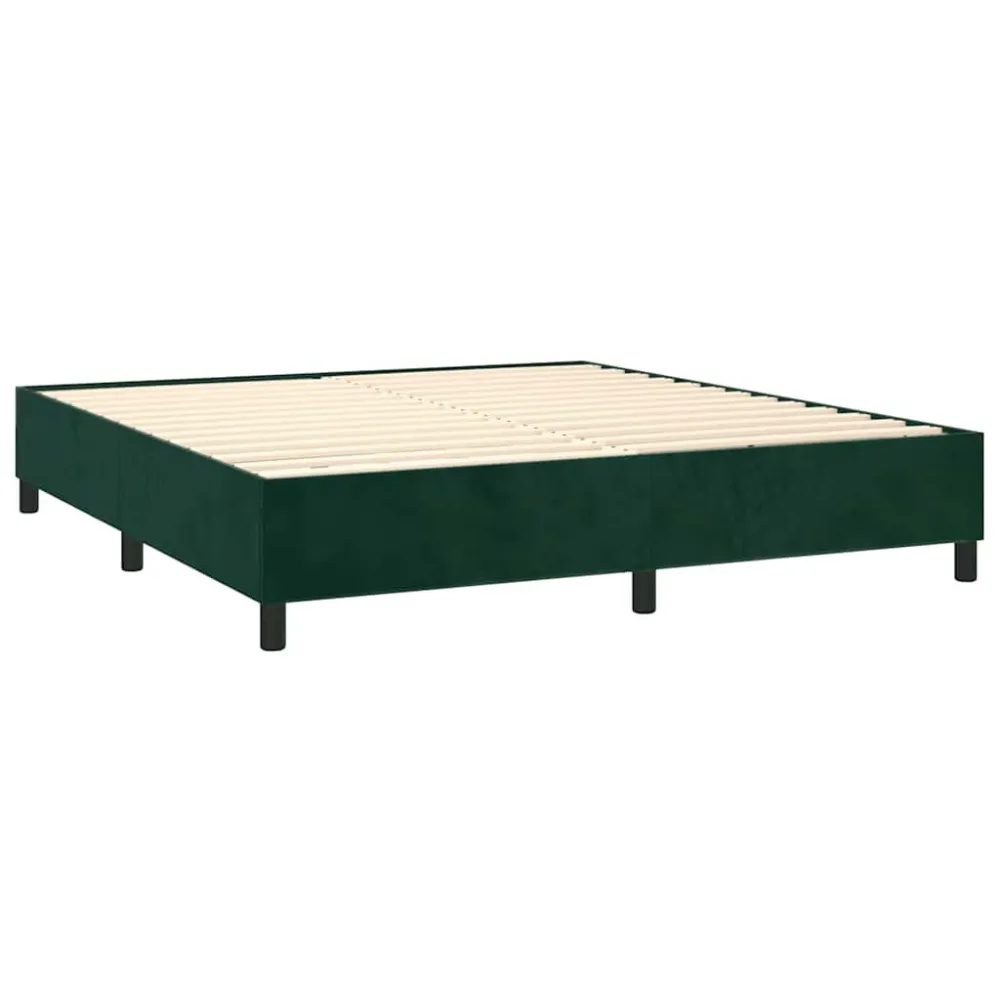Cama com molasemcolchão 160x200 cm veludo verde-escuro com Certificado de Autenticidade