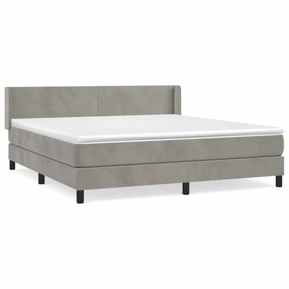Cama com molasemcolchão 180x200 cm veludo cinzento-claro para Uso Adulto
