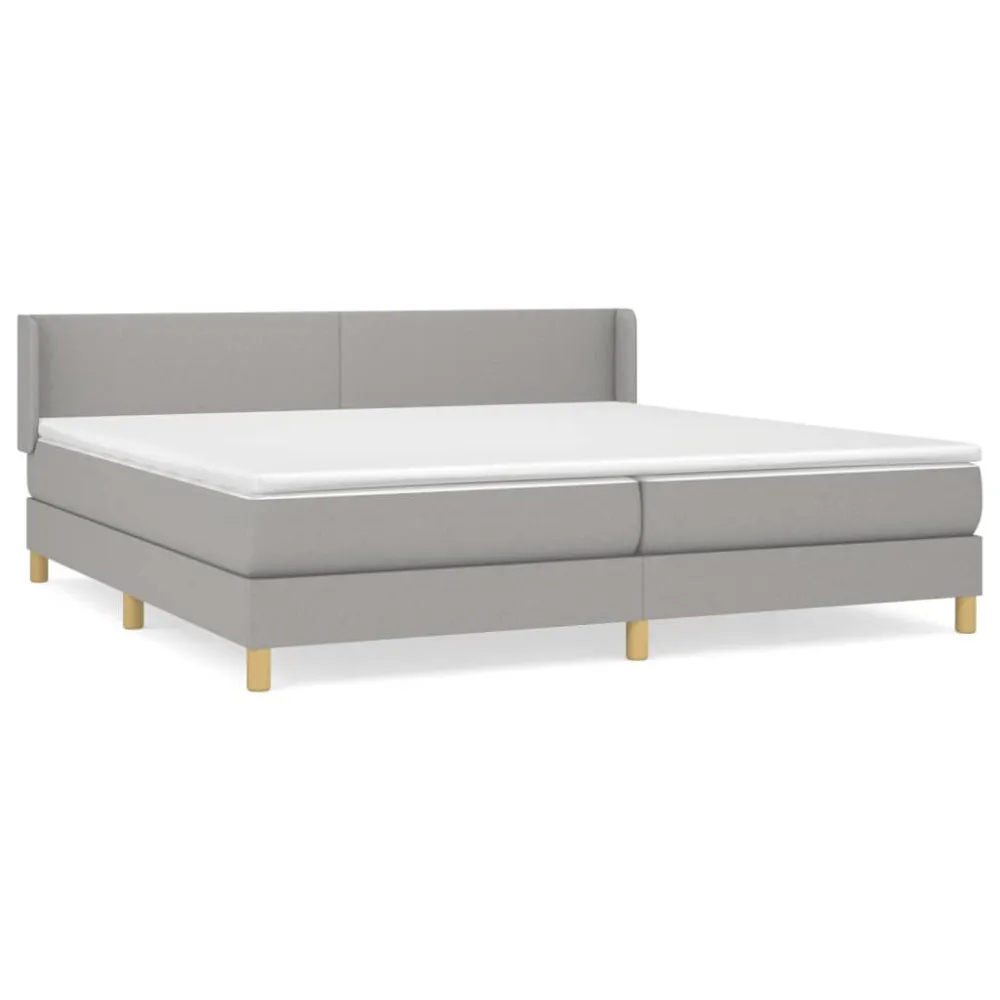 Cama com molasemcolchão 200x200 cm tecido cinza-claro | Envio Rápido
