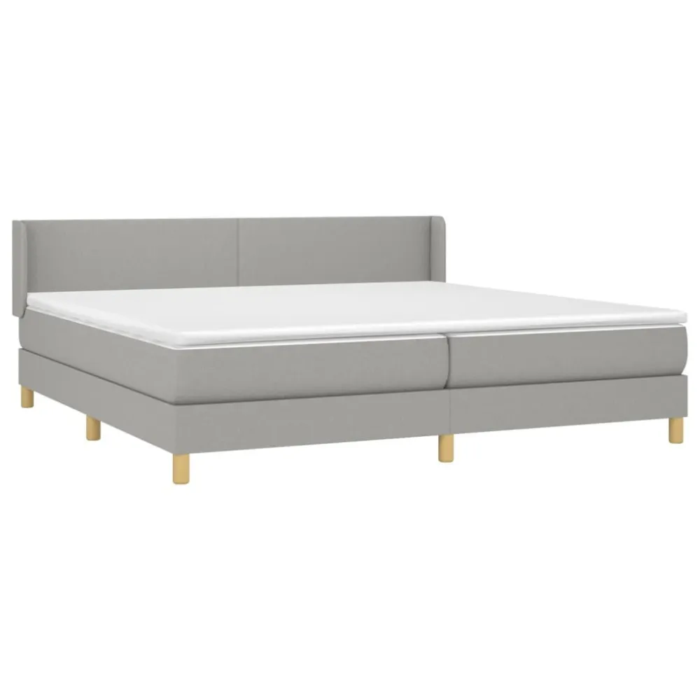 Cama com molasemcolchão 200x200 cm tecido cinza-claro | Envio Rápido