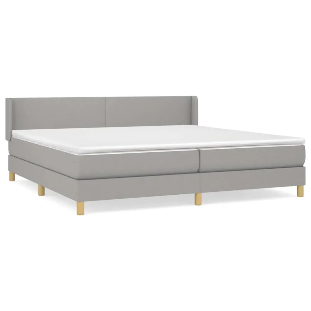 Cama com molasemcolchão 200x200 cm tecido cinza-claro | Envio Rápido