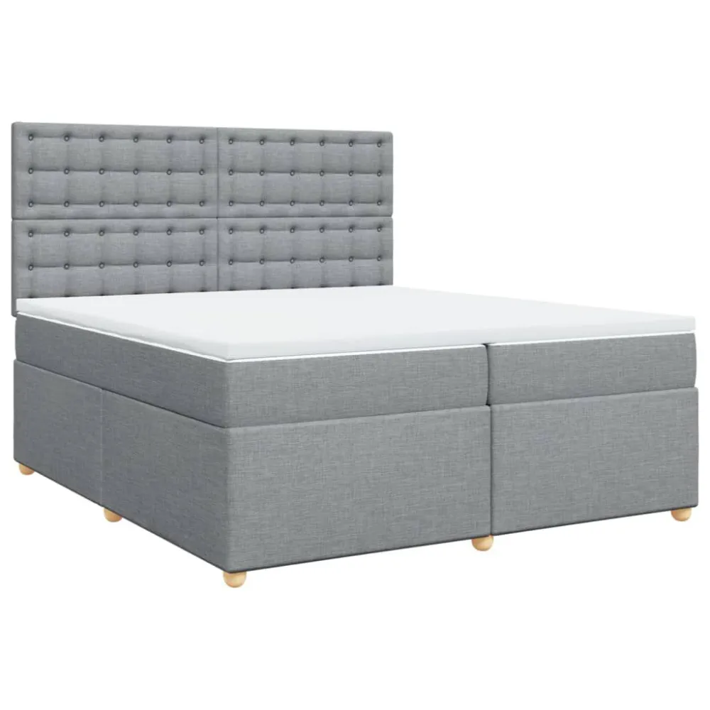 Cama com molasemcolchão 200x200 cm tecido cinza-claro com Certificado de Autenticidade