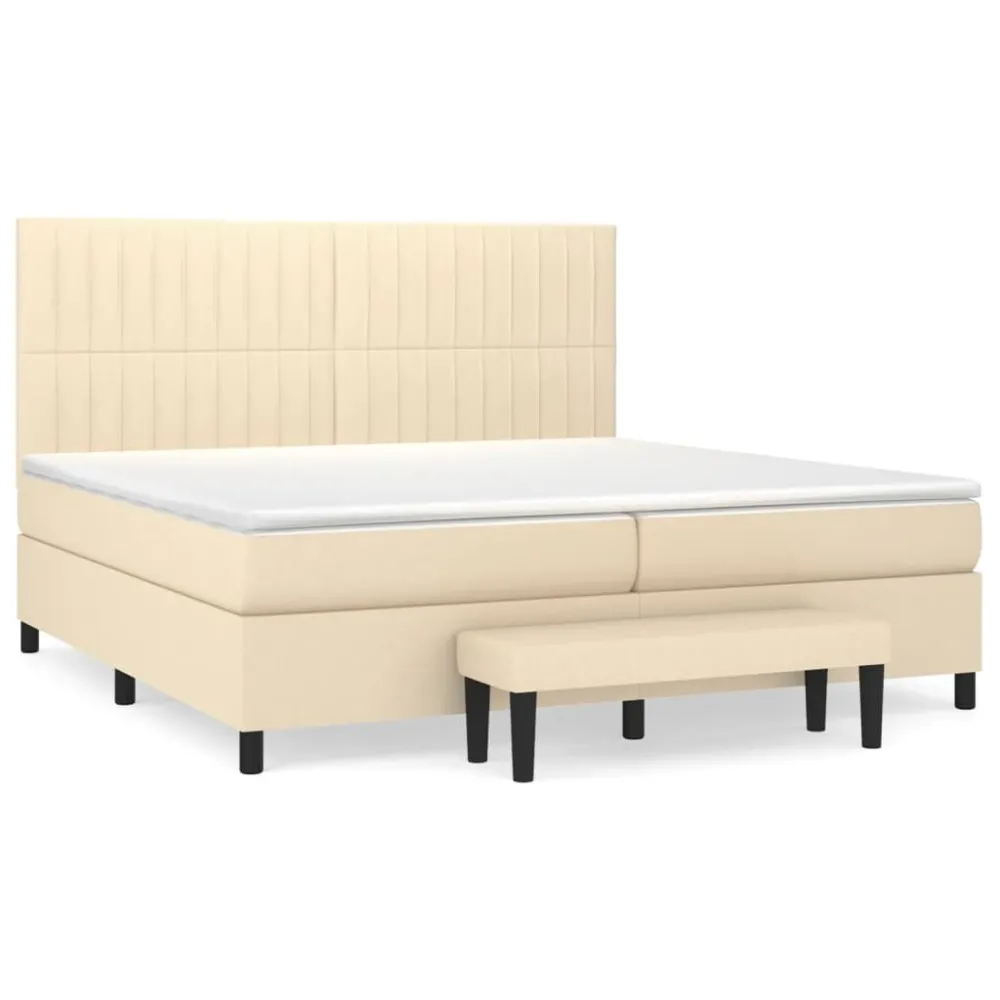 Cama com molasemcolchão 200x200 cm tecido cor creme com Capa Inclusa
